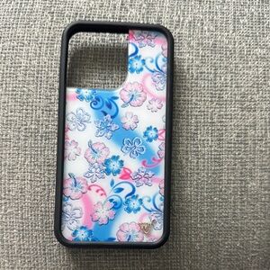 Floral Pattern Phone Case - Blue and Pink